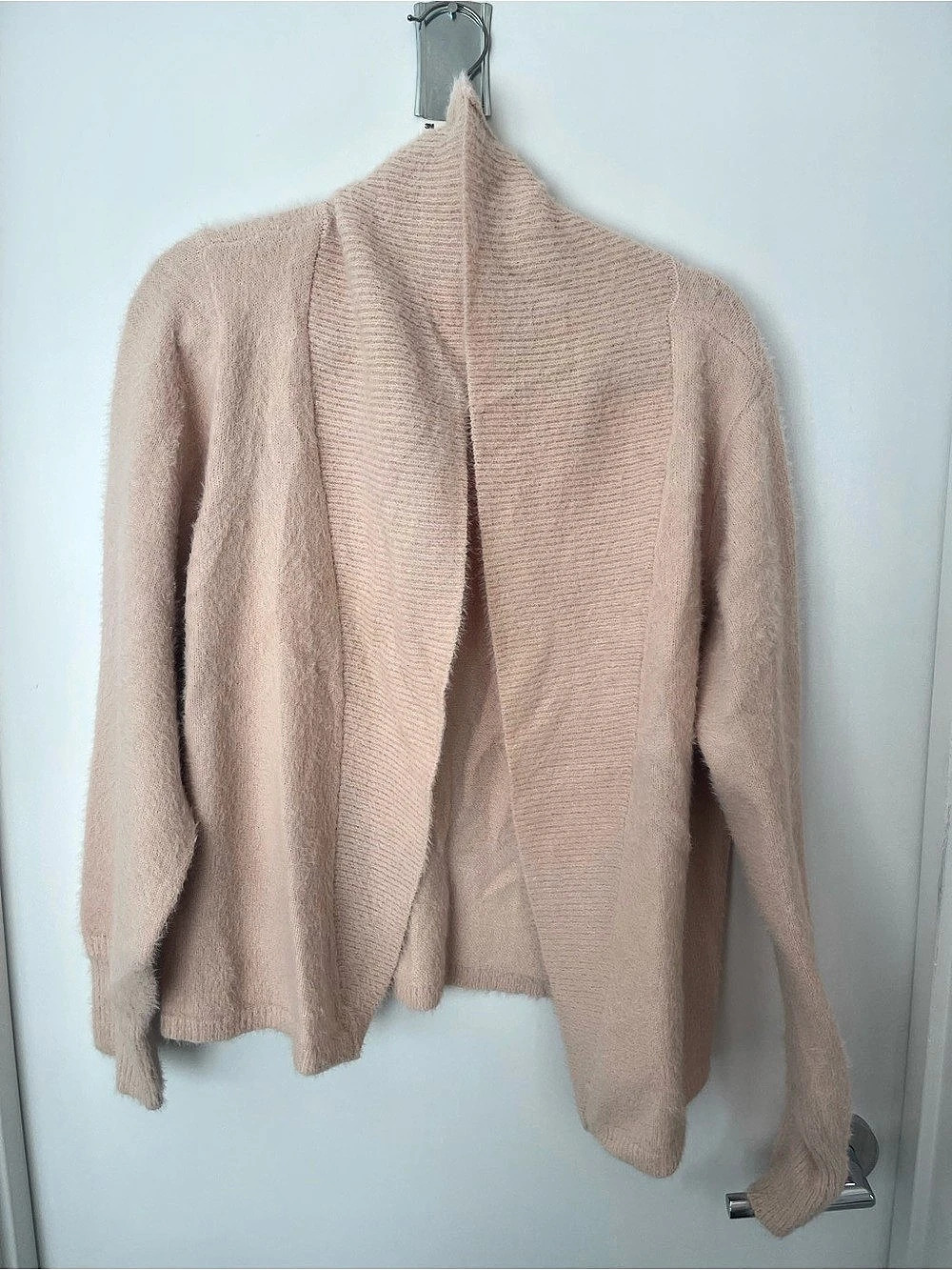 Boston Proper Plush Short Cardigan Open Front Pink Large